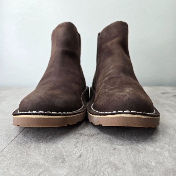 L.L. Bean Pull On Chelsea Boots Sz 8 Brown Nubuck Leather Comfort Ankle Booties - Picture 3 of 10